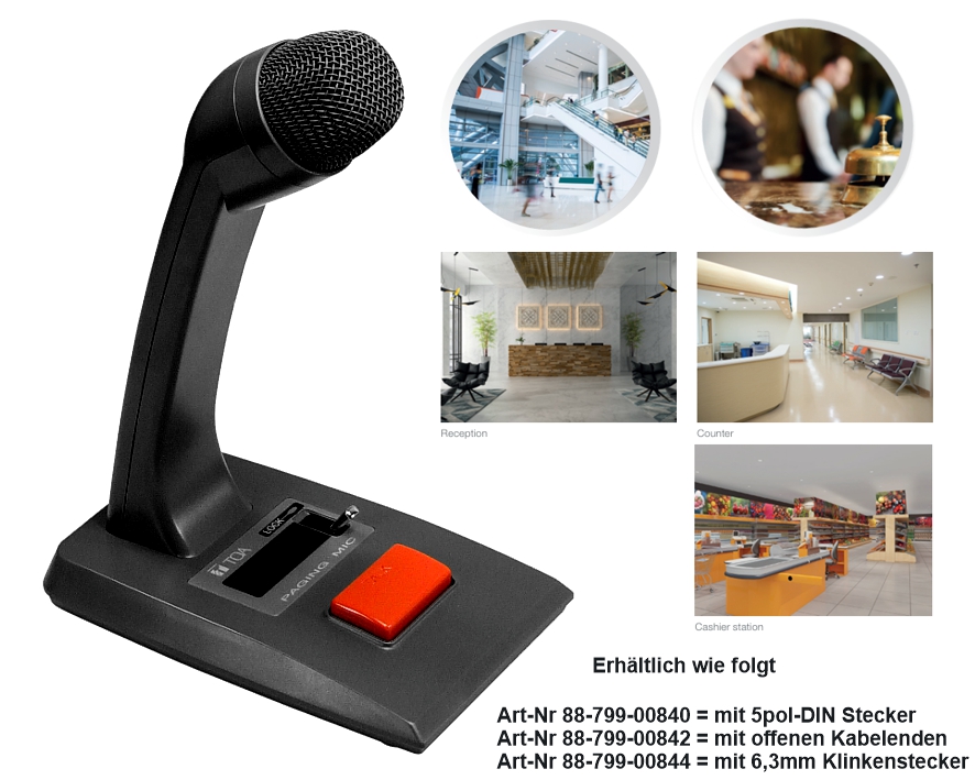 Tischmikrofon Dynamisches Mikrofon PM-660D Mikrofonkabel 2,5m mit 5-pol DIN-Stecker