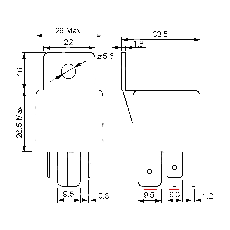 24V-70A-LKW-Relais-Abmessungen