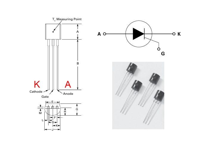 EC103D Thyristor TO92 SCR 400V 800mA