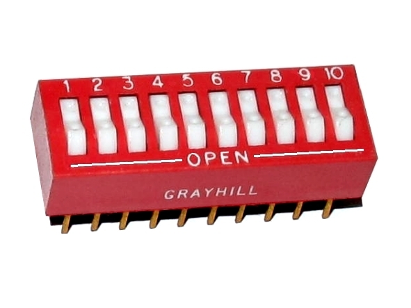 DIP-Schalter-10pol-grayhill-Schiebeschalter-95-835-00111583995e3314b3 10pol DIP Schalter RM 2,54mm Höhe 6,9mm Grayhill