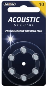 33-708-00180-ZinkLuft-RAYOVAC-10 Knopfzelle ZINK Luft 10 für Hörgeräte 6er-Pack