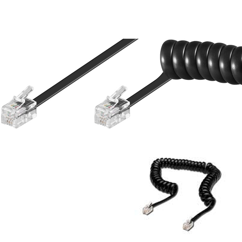 Spiralkabel_schwarz_2020V0UrqhVNyQNQ7 2m Telefonkabel Spiralkabel mit RJ10 Modularstecker Schwarz