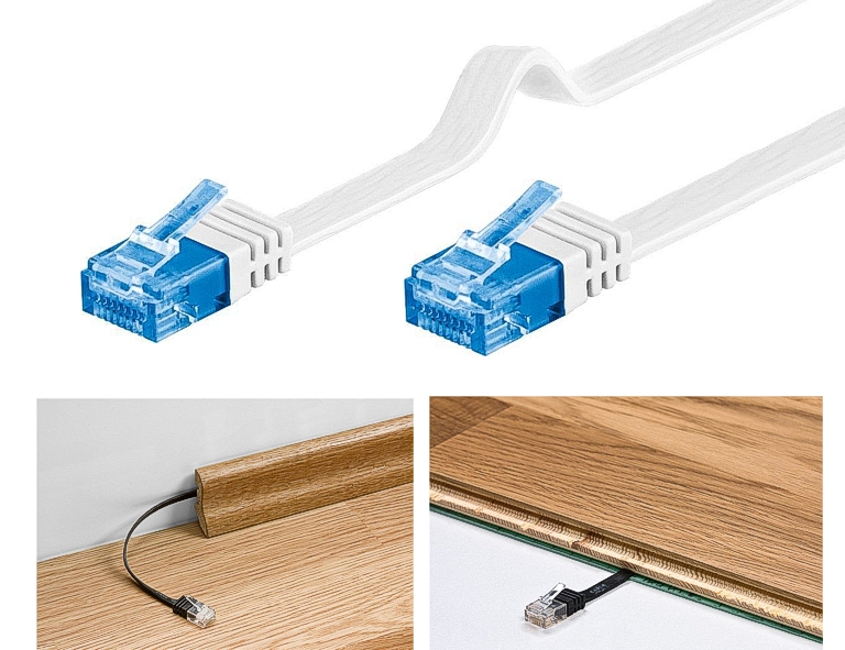 LAN_Flachkabel_CAT6A_Weiss 1m LAN Kabel Flachkabel Cat6a UUTP Weiss