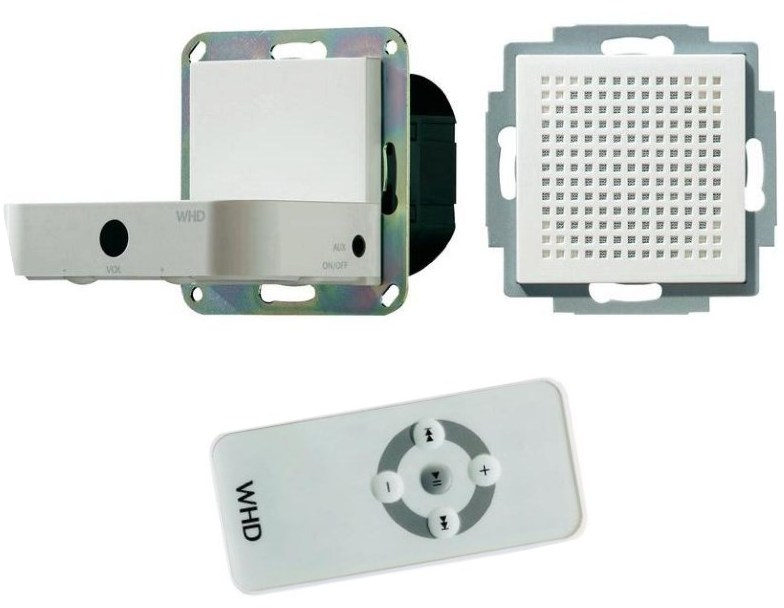 73-758-00500-WHD-UP55SET-Dockingstation-BIG01 MP55 Wandstation Weiss mit Stereoverstärker mit Line-Input inkl Fernbedienung + KEL55 Lautsprecher
