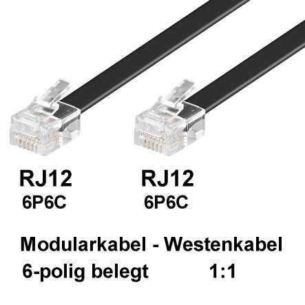 Mudularkabel-RJ12-Black-1zu1-39-875-00135 RJ12 Modularkabel