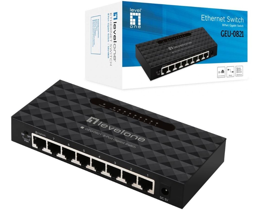 Managed_8port_Switch_66-840-03270 LAN RJ45 Switch 8Port Desktop 10/100/1000Mbit Unmanaged mit Netzteil