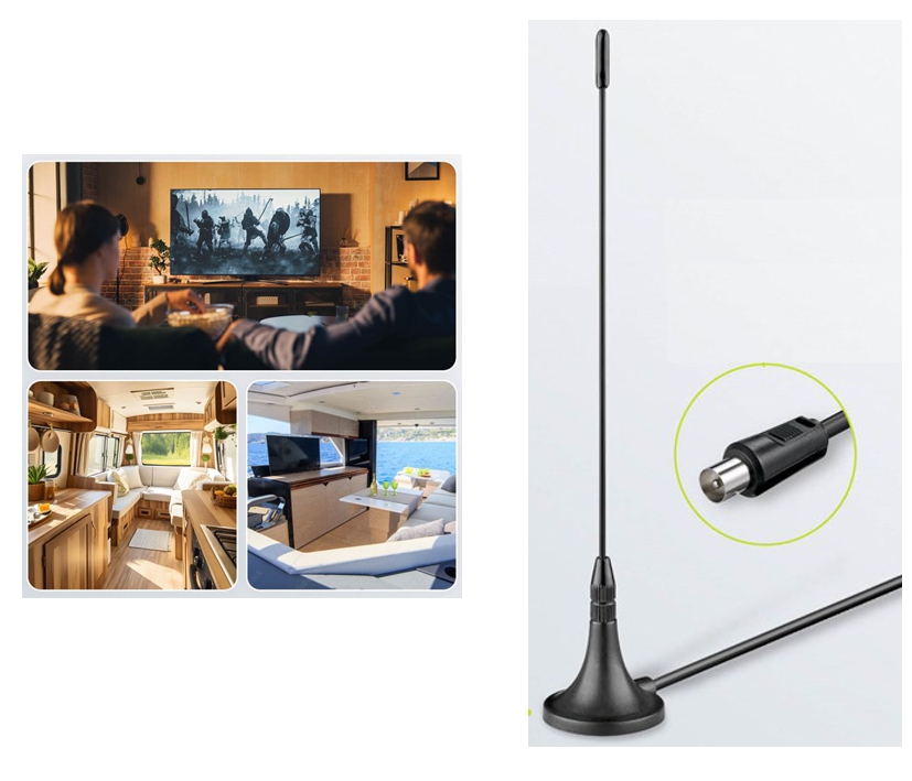DVB-T/T2 Antenne magnetischer Antennenfuss mit Koaxstecker für Fernseher