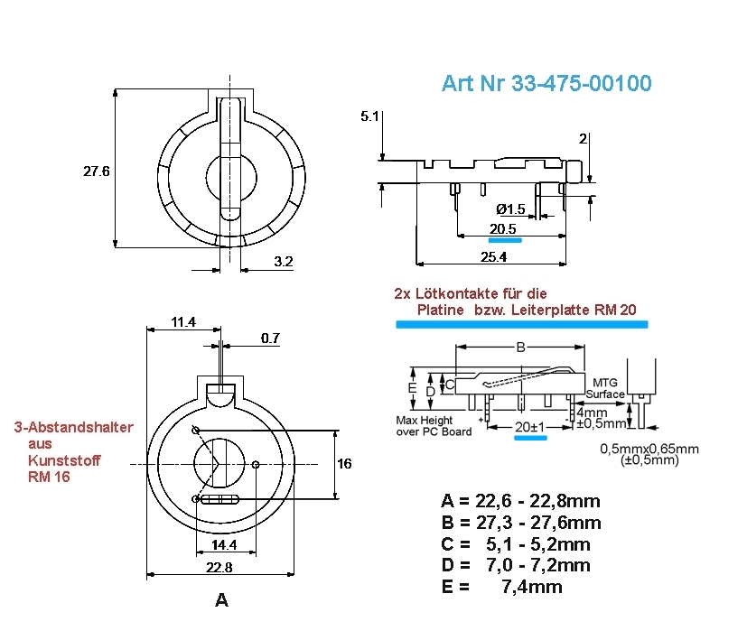 CR2012-CR2032 Knopfzellenhalter | N8284 CR2012-CR2032 Knopfzellenhalter | N8284