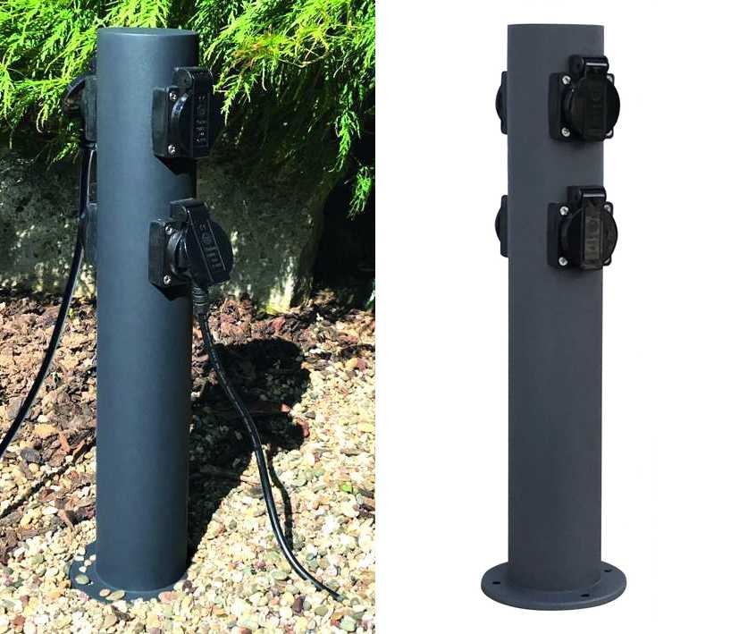 4fach_gartensteckdose_Edelstahl_39-867-01240_B2 4-fach Steckdose Gartensteckdose Edelstahl Anthrazit 220V Energieverteiler 45cm mit Klappdeckel