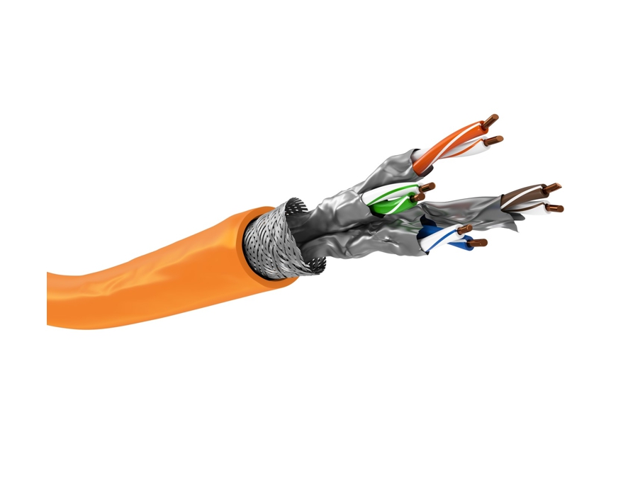 100m LAN Kabel Cat7A PIMF S/FTP geschirmt Verlegekabel Orange