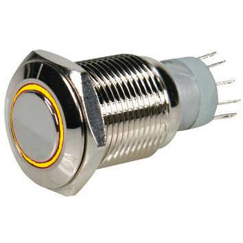 95-839-00970_2015_01 Schalter R610 Vollmetall 18mm mit gelber LED Beleuchtung Einbau-DM 16mm