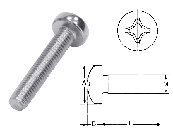 Schraube_Kreuz_M3_51-710-00260 M3 Schraube M3 Linsenkopf Kreuz 6mm lang 100-Stück Pack