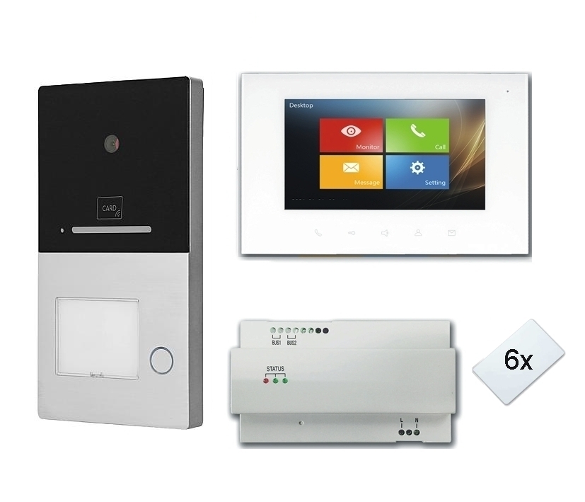 79-228-01101_Villa_AP-1er_Set_Bild01 Villa AP-RL-1 Kamera Türsprechanlage 2-Draht für 1-Familienhaus mit 1x 7zoll Touch Monitor