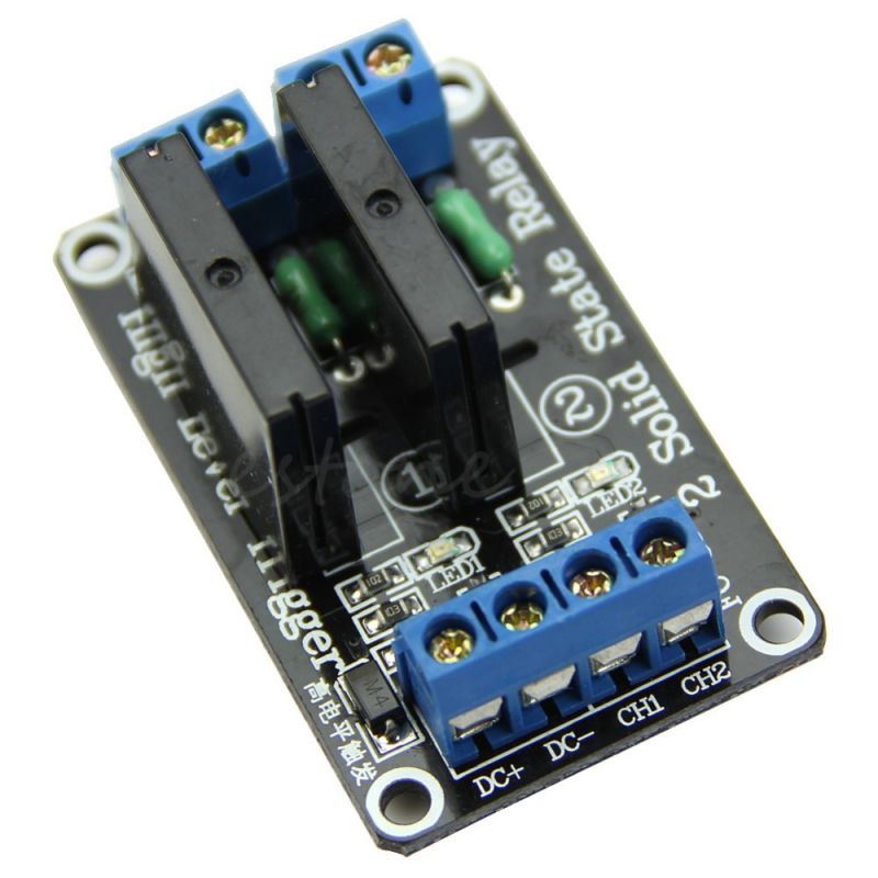 Modul Relaisplatine 2-fach mit 230VAC 2A SolideState Relais SSR Halbleiterrelais und 5V OC-Eingang