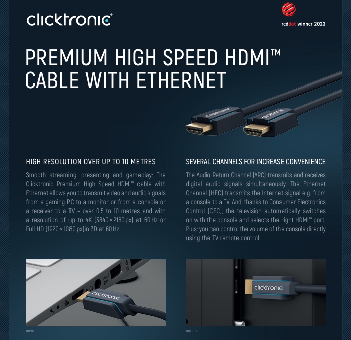 1,5m HDMI Kabel mit ARC 3D 4K2K HD HDCP CEC HEC Ethernet OFC PREMIUM HIGH SPEED
