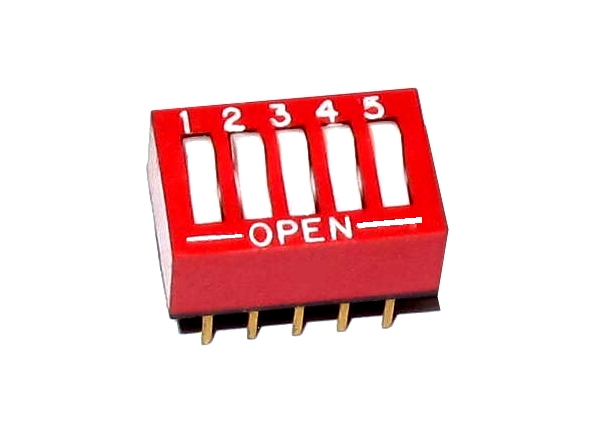 DIP-Schalter-5pol-grayhill-Schiebeschalter-95-835-00085 5pol DIP Schalter RM 2,54mm Höhe 6,3mm Grayhill