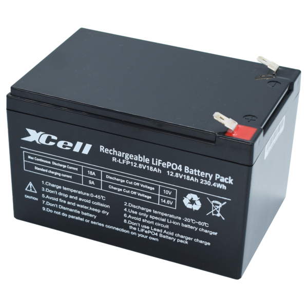 12V Akku LiFePO4 Lithium 12,8V  18Ah  Abm 151x99x95mm 6,3mm Kontakte