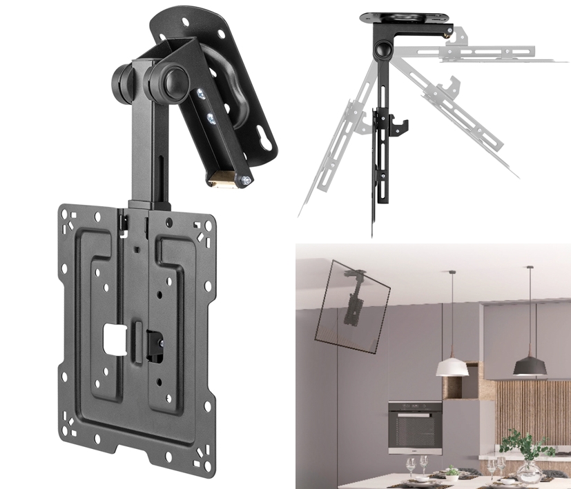 Klapp_Deckenhalter_Flachbildschirm_85-770-00650_B01 Klappbarer Deckenhalter für Bildschirme Fernseher 48-109cm 19-43zoll bis 20Kg
