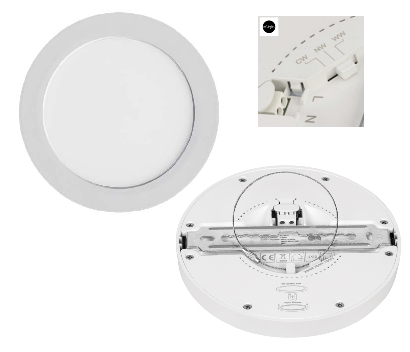 18W LED Panel 220mm Rund einstellbar 3000K-4000K-6500K 1500lm Sanierungs-Downlight mit integr Netzteil