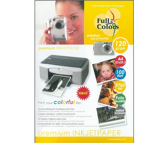 A4_Photopapier_120gr_71-589-03100 A4 Papier Photopapier A4 Matt Brillanz 120g je qm 100 Blatt Pack