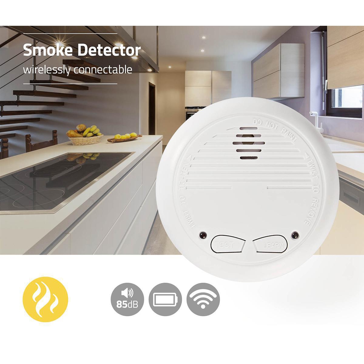 Funk Rauchmelder 433Mhz vernetzbar mit wechselbarer Batterie 1er Pack