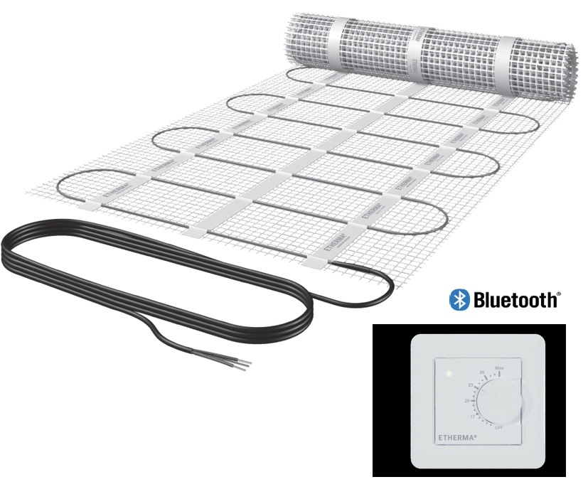 11-690-08910_Fussbodenheizung_mit_Thermostat_APP Fussbodenheizung 4-10qm mit Thermostat APP Bluetooth 230V 800W Leistung