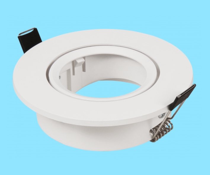 MR16_Deckenfassung_schwenkbar_32-600-00117 Deckeneinbauring starr Weiss DM90mm zu MR16 50mm Leuchtmittel Kunststoff IP67 Einbaufassung