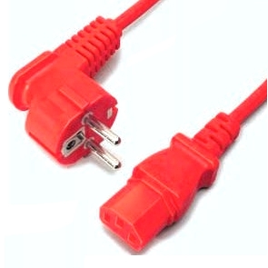41-679-00570-Netzkabel-Rot-2015 2m Netzkabel ROT Schutzkontaktstecker auf C13 Kaltgeräte