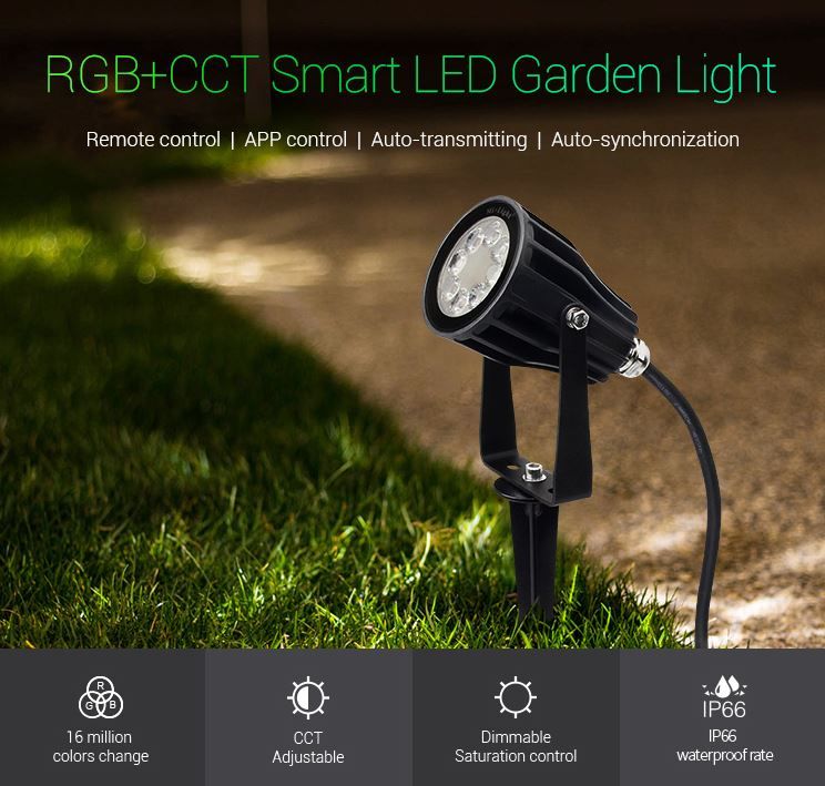 6W RGB-WW LED Scheinwerfer 230V IP66 550LM Alugehäuse FUTC04 WLAN APP Gartenstrahler