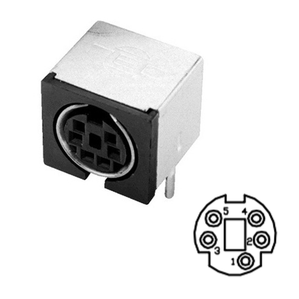 5pol_MINI_DIN_Buchse_geschirmt_39-860-00220_B1 5pol Mini DIN Buchse Printmontage geschirmt