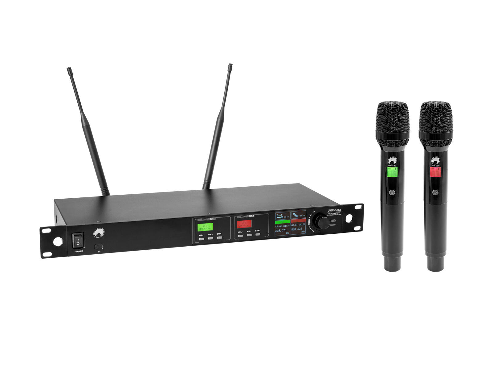 Funkmikrofon Set UHF-602 Empfänger mit 2x Funkmikrofonen und abnehmbaren Antennen