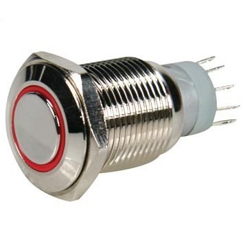 Vollmetall-Schalter-rot-95-839-00940_B2020 Schalter R610 Vollmetall 18mm mit roter LED Beleuchtung IP65 Einbau-DM 16mm