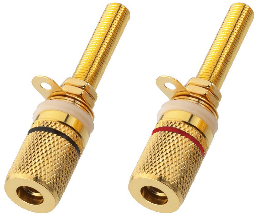 39-865-00100-G342430A Polklemmen vergoldet Rot-Schwarz 35mm langes Gewinde 1xPaar