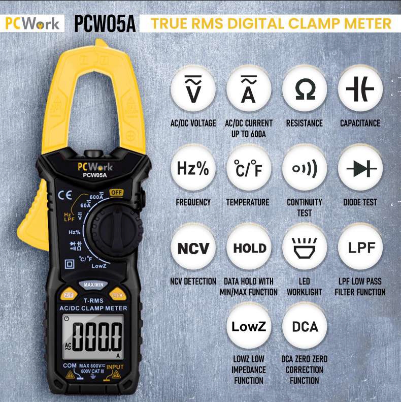 Digitale Stroomtang 600A AC DC Stroom Professionele Ampèremeter Tang Auto 6000 Count Multimeter Spanning Hz Ohm NCV Tester 1420 Digitale Stroomtang 600A AC DC Stroom Professionele Ampèremeter Tang Auto 6000 Count Multimeter Spanning Hz Ohm NCV Tester 1420