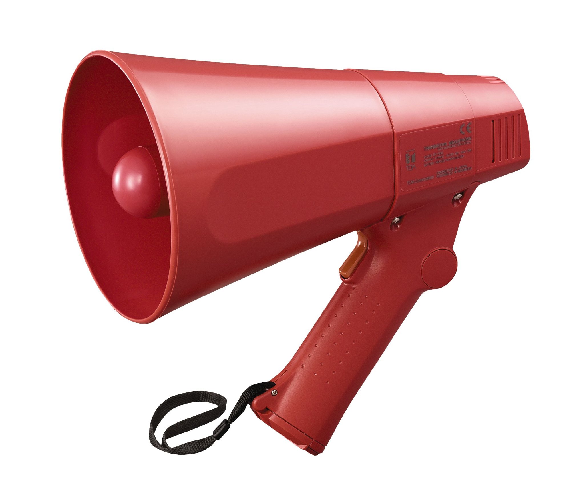 Rotes_Megafon_ER520S_TOA_83-797-00330 Megafon ER-520R 10W  ROTES Handmegafon mit Sirene und einer Reichweite bis 250m