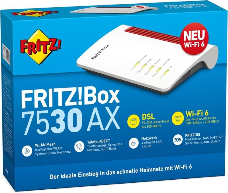 65-700-00524-Front FritzBox 7530AX ADSL2+ Router Fon WLAN TK VoIP VDSL Router mit WIFI6