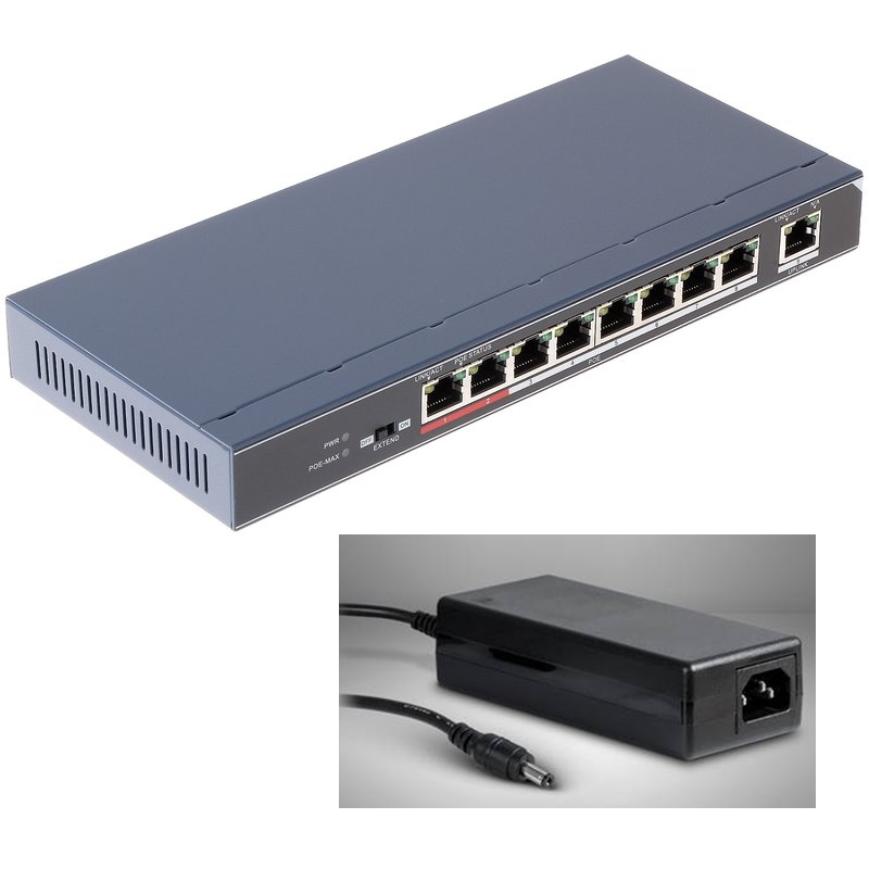 8port_PoE_switch_8023af_at_66-840-09320 LAN RJ45 PoE Switch 8Port davon 8xPoE 10-100Mbit max 123W