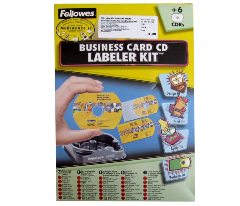 71-589-03520_Fellowes_99980 CD Beschriftung Fellowes Neato 6xMini-CD mit Zentrierspinne NEATO