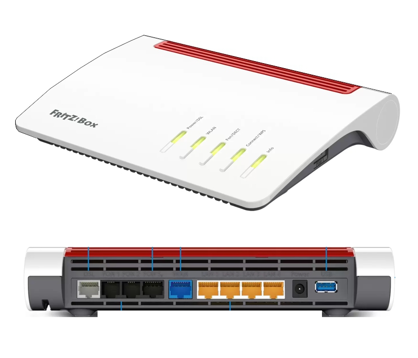 AVM FRITZ!Box 7590 WLAN Router mit Modem Refurbished integriertes Modem VDSL, ADSL 2.4GHz, 5GHz 2533MBit/s