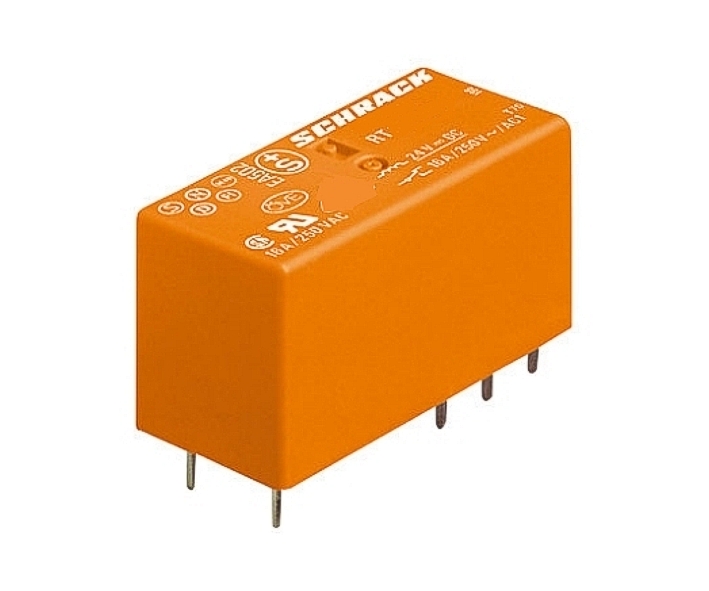 47-826-00670_schrack_Relais Relais 24V DC Spule 2xUM 2xWechsler je 8-10A 250V RT424024