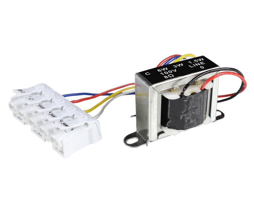 100V_Ubertrager_mit_Klemmen_6W_43-890-00202 6W ELA Trafo 100V Audiotrafo offene Bauweise mit Klemme einstellbar 6-3-2W rms