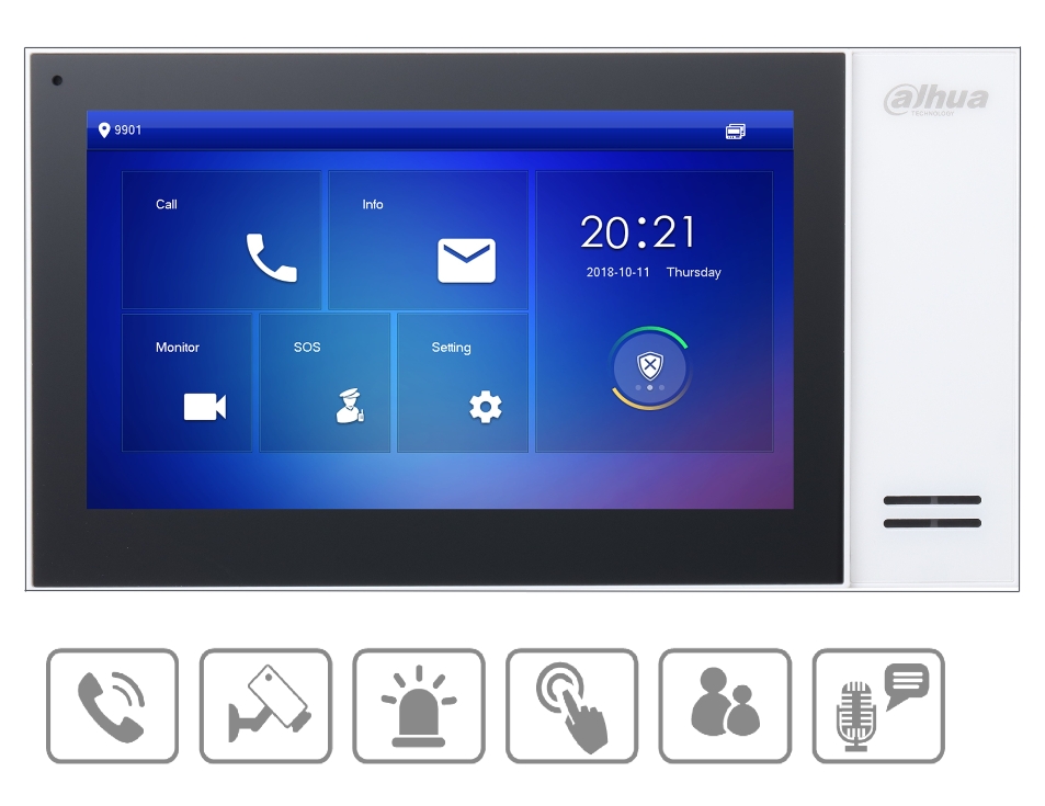 Zubehör weitere 7zoll Monitor Dahua VTH Weiss IP-LAN PoE versorgbar