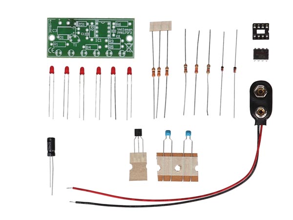 Lauflicht Bausatz Effekt wie NightRider mit 6-LEDs in Rot typisch 9V 12V Range 4-15Volt