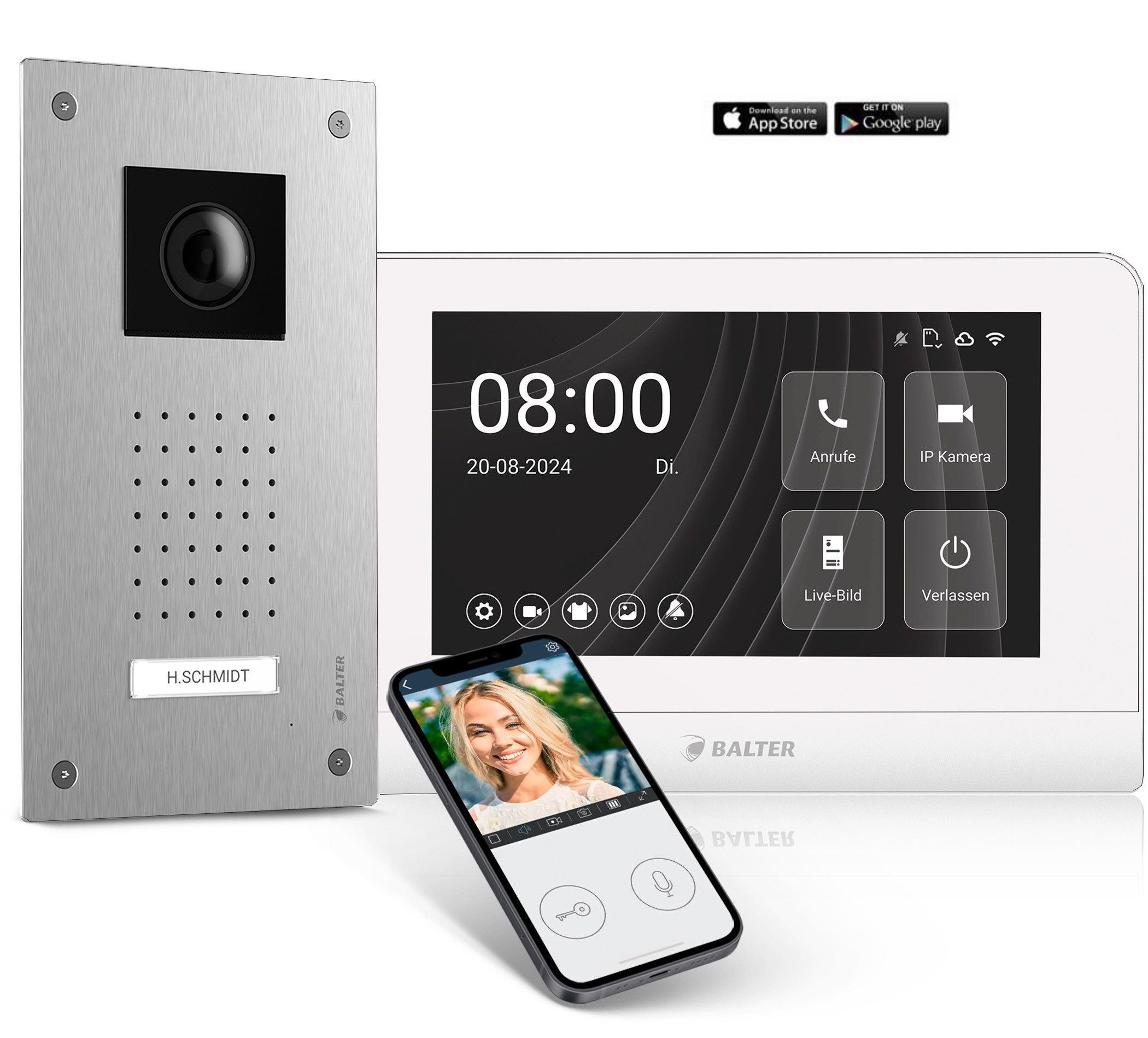 Kamera Türsprechanlage 2-Draht für 1-Familienhaus mit Touch Monitor APP ENTRI-L Türsprech Sprechanlage