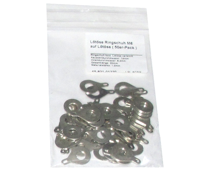 M6_Loetoesen_45-821-01220 Lötöse M6 Ringschuh 50-er Pack