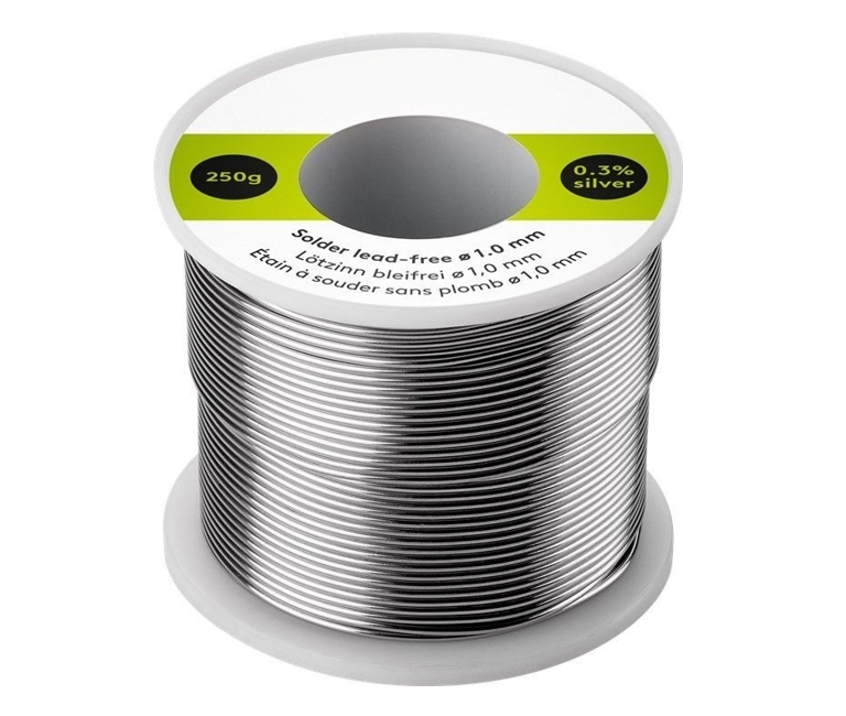 1mm_Loetzinn_250gr_PB_Free_44-793-00430_ok_ 1mm Bleifreies Lötzinn 250gr Spule Sn99Ag0.3Cu0.7