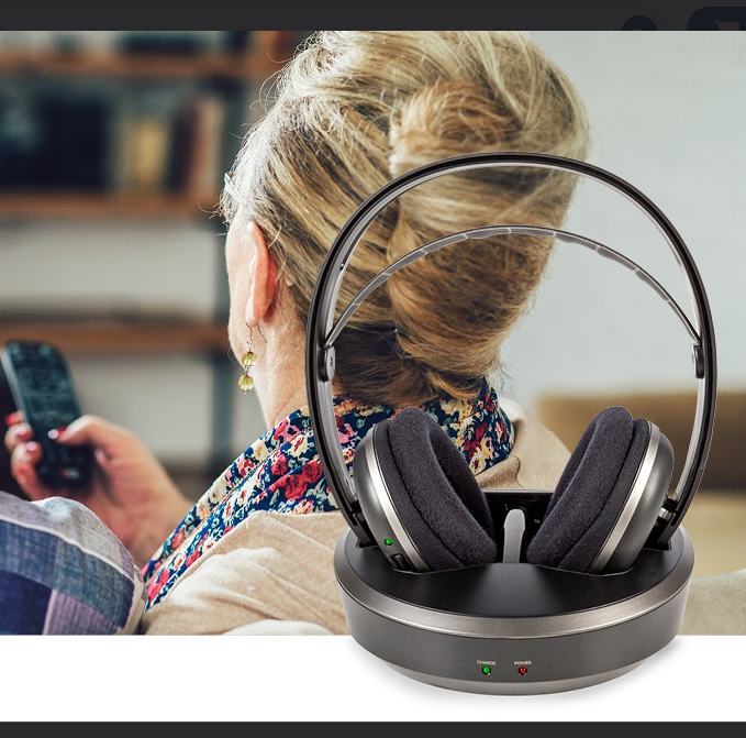 Funkkopfhörer Stereo mit Mikroakkus und Ladestation TV-Kopfhörer