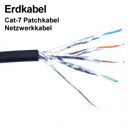 12m Patchkabel Erdkabel CAT7 Black - Restposten Rest aus Rollenware