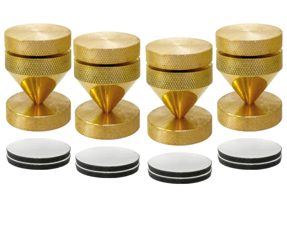 Spikes-Absober-85-771-00301-B1 Boxenfuss SPIKES 4er SET Kegel Pyramide Messing Füße