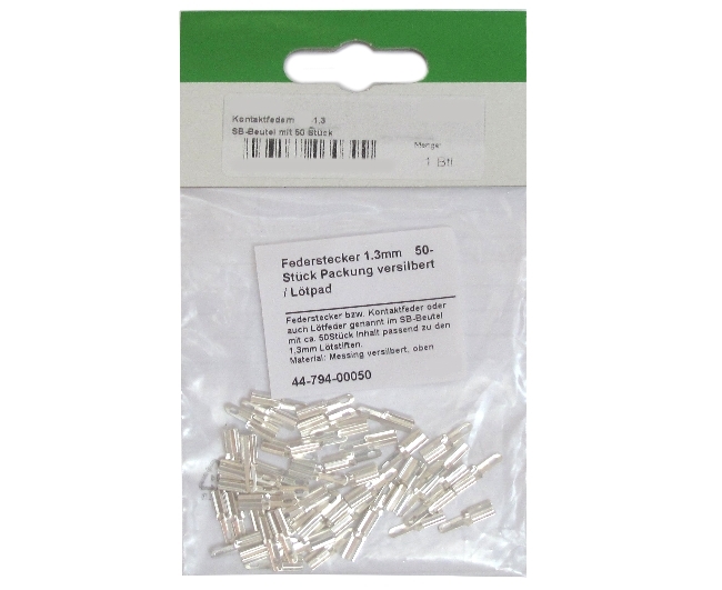 Federstecker_44-794-00050_neu 1,3mm Federstecker 1,3mm versilbert -- 50-er Pack --